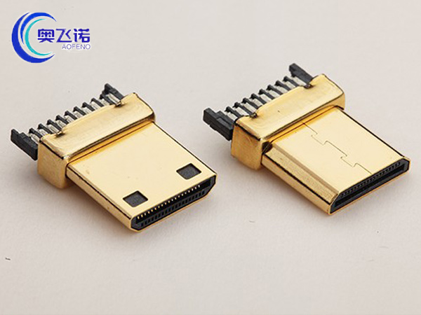 MICRO HDMI 19P公头 MINI HDMI焊线式公头 外壳镀金